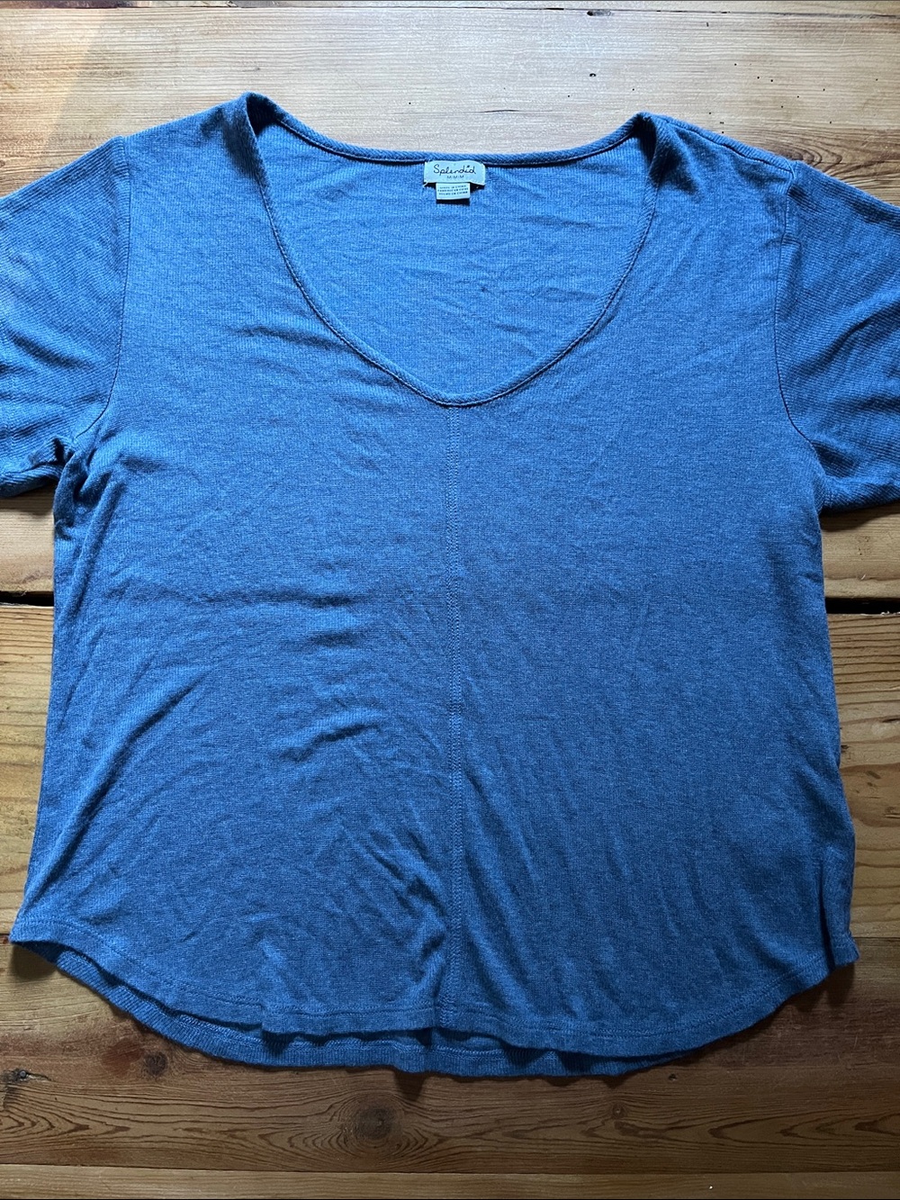 SPLENDID M Blue Modal V-Neck Knit Top